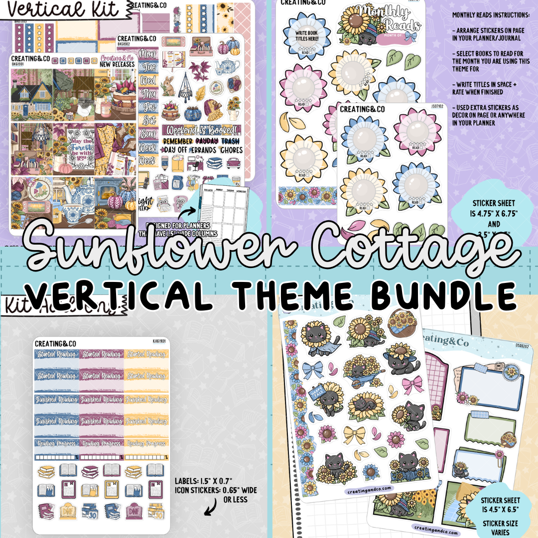Sunflower Cottage Vertical Weekly Kit + Monthly Reads Sticker Bundle