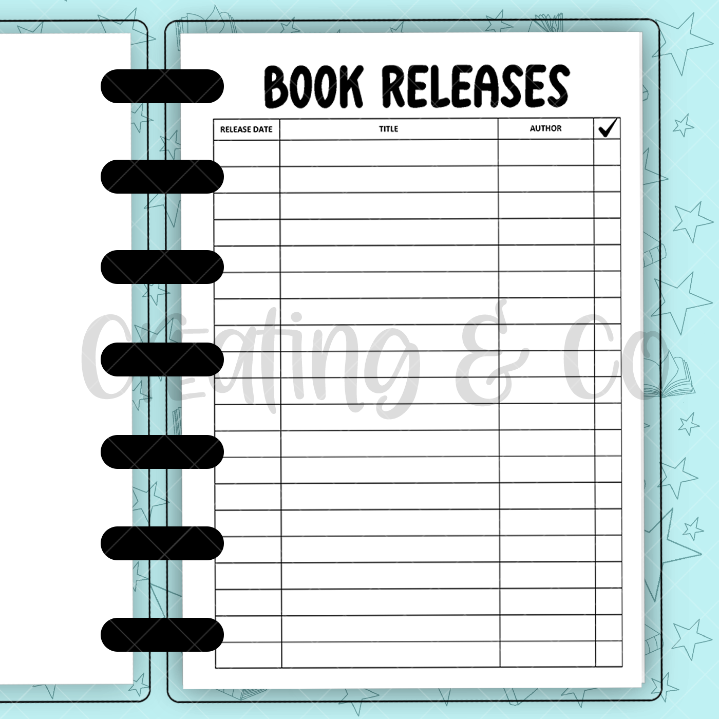 Book Releases Insert for Build Your Own Book Journal System - 2024 Fonts