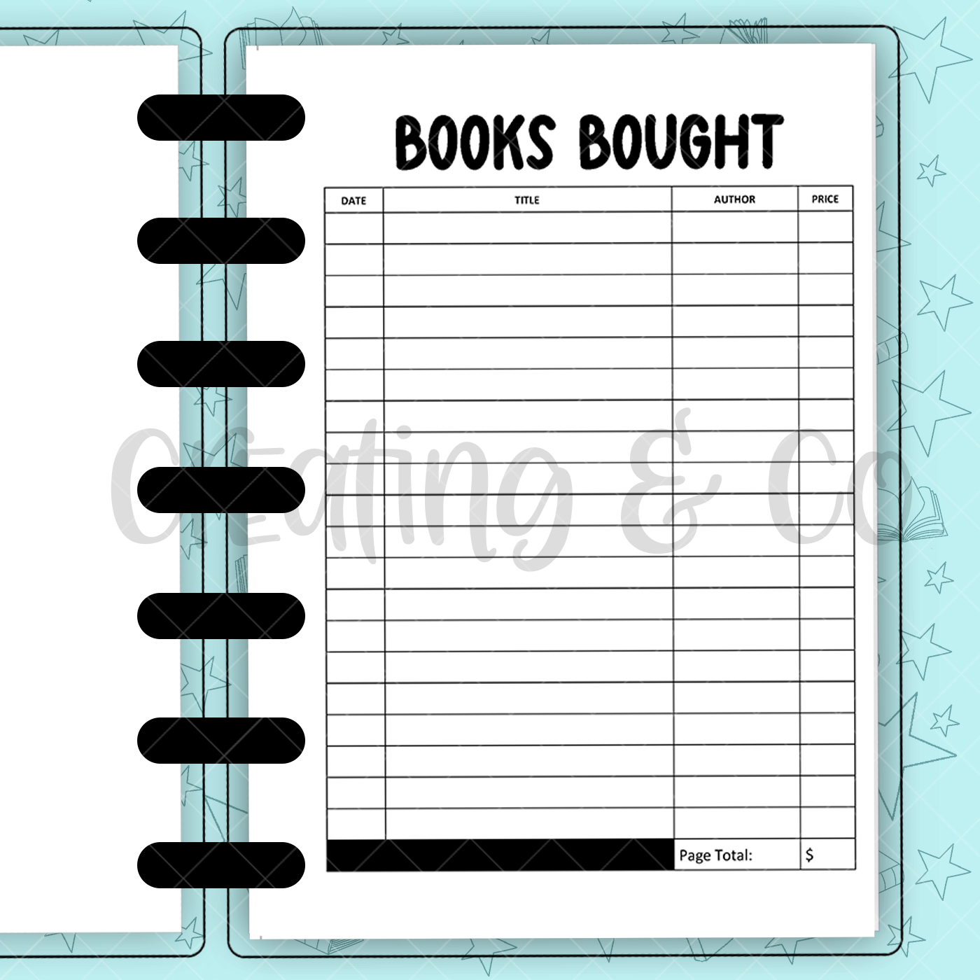 Books Bought Insert for Build Your Own Book Journal System - 2024 Fonts