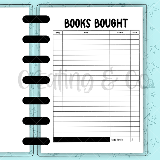 Books Bought Insert for Build Your Own Book Journal System - 2024 Fonts
