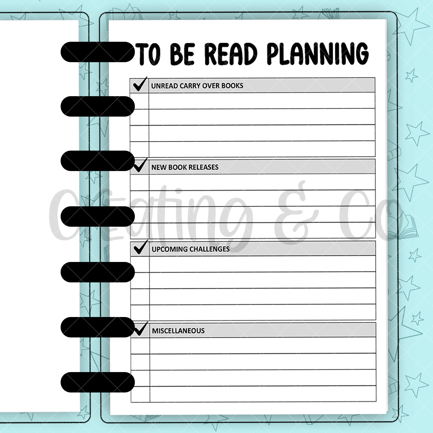 To Be Read Planning Insert for Build Your Own Book Journal System