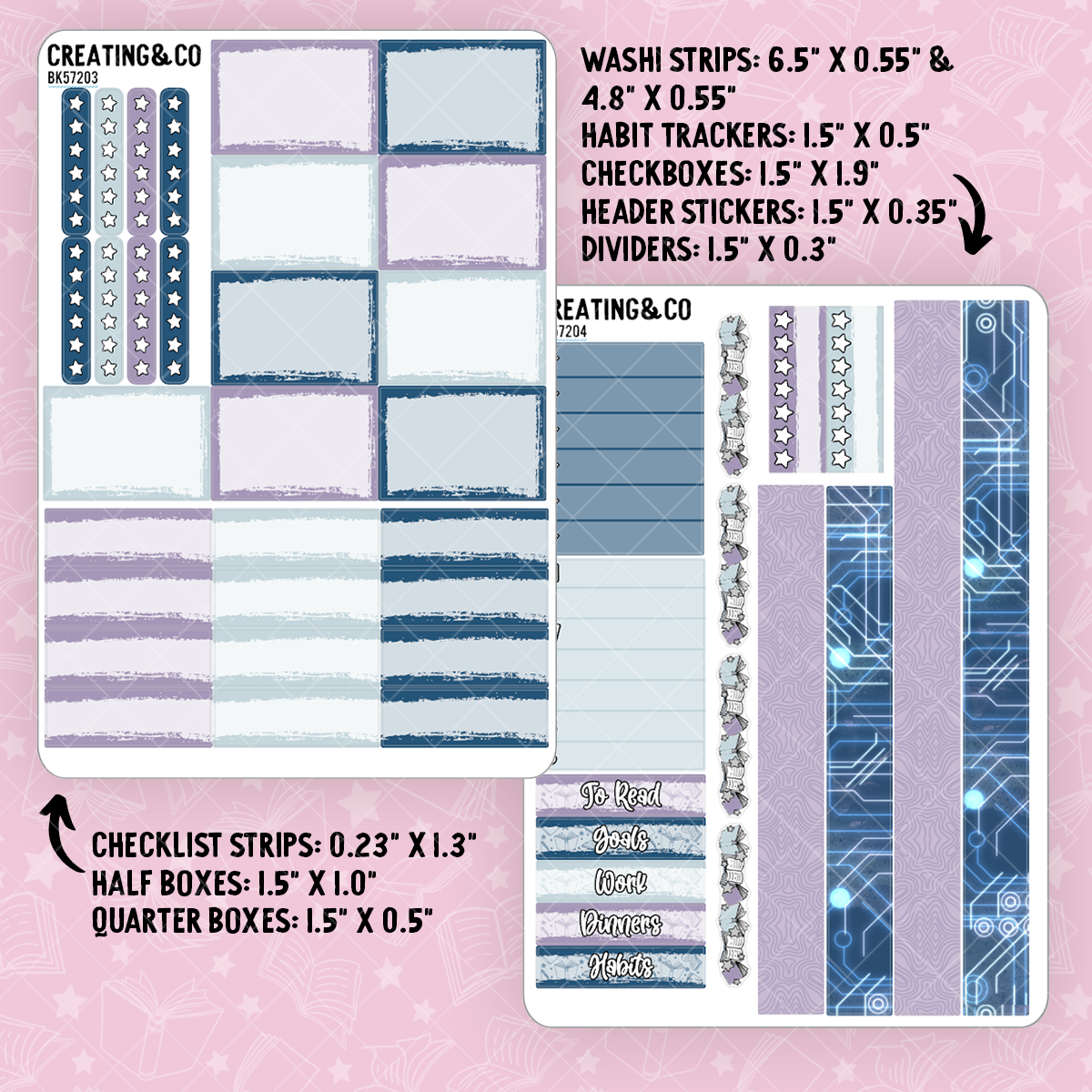Futuristic Fantasies Vertical Weekly Sticker Kit - xBK572