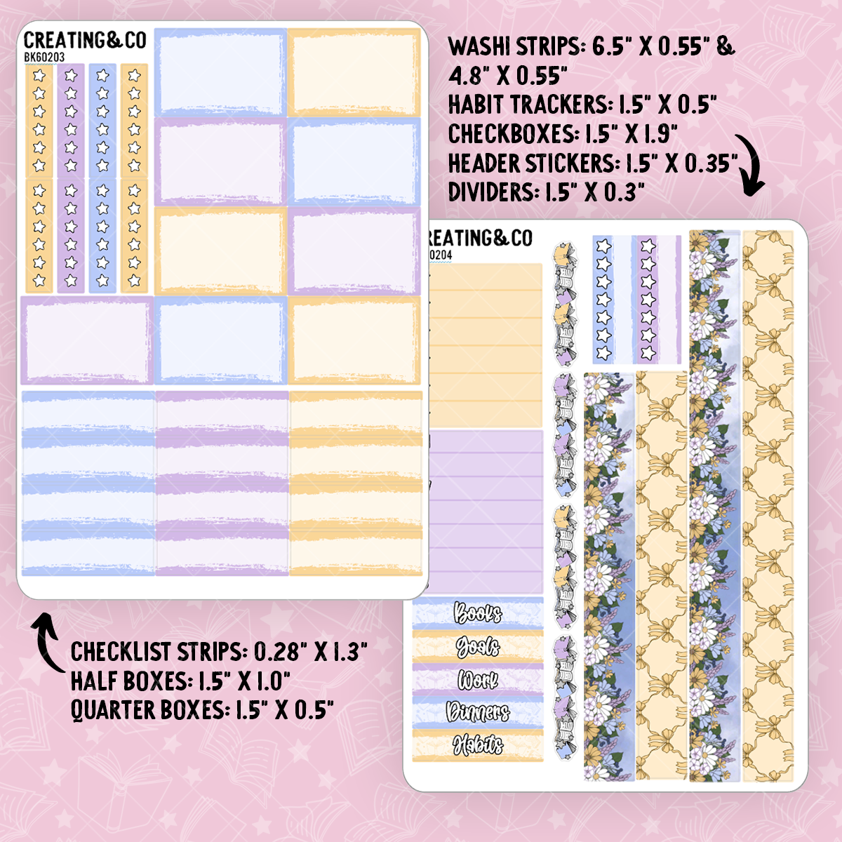 Lavender Rain Vertical Weekly Sticker Kit - xBK602
