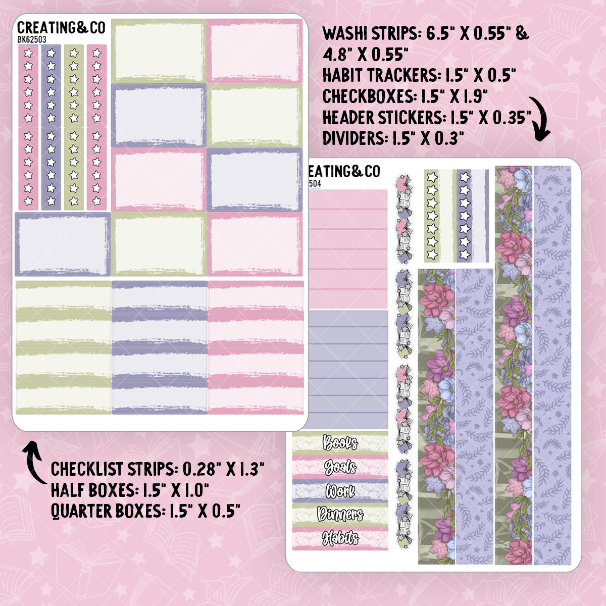 Blooming Cauldron Pastel Witch Vertical Weekly Planner Kit - BK625