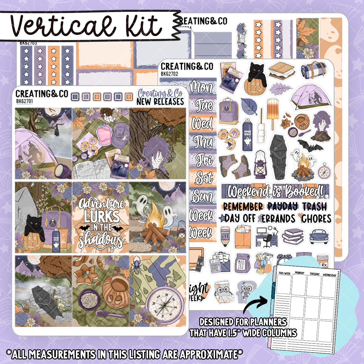 Shadow Adventure Spooky Camping Vertical Weekly Planner Kit - BK627