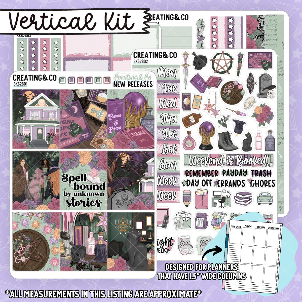 Spellbound Coven - Dark Witch - Vertical Weekly Planner Kit - BK628