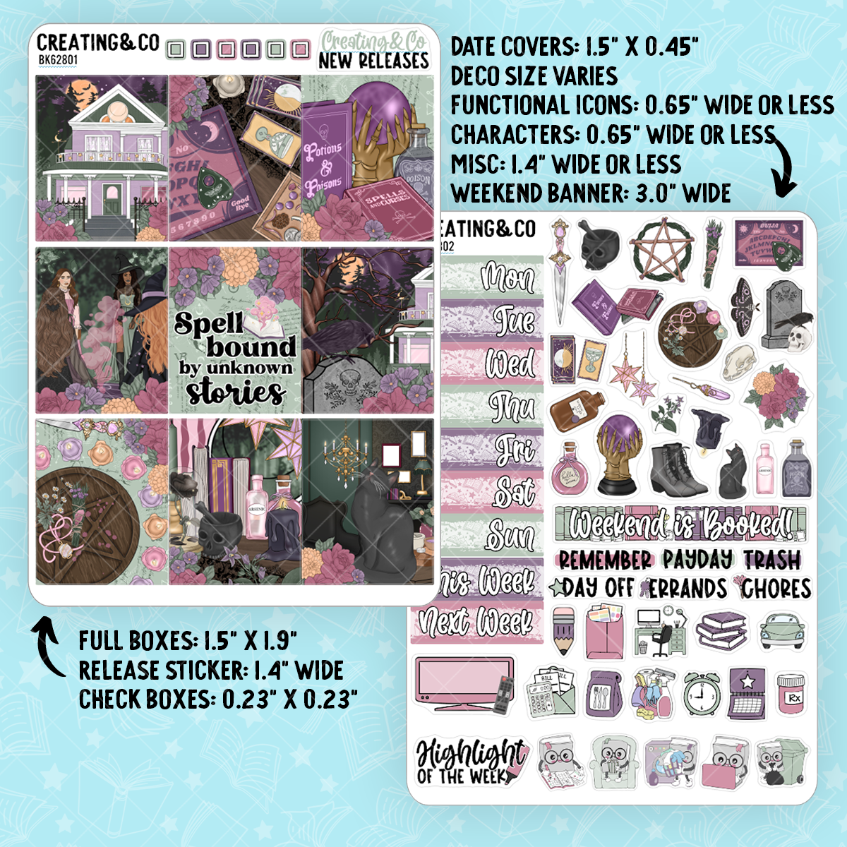 Spellbound Coven - Dark Witch - Vertical Weekly Planner Kit - BK628