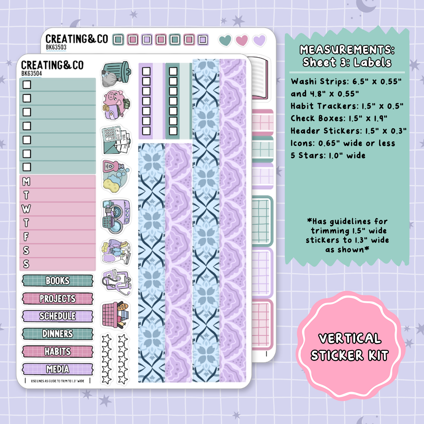 Chasing Dragons Vertical Weekly Planner Sticker Kit - BK635