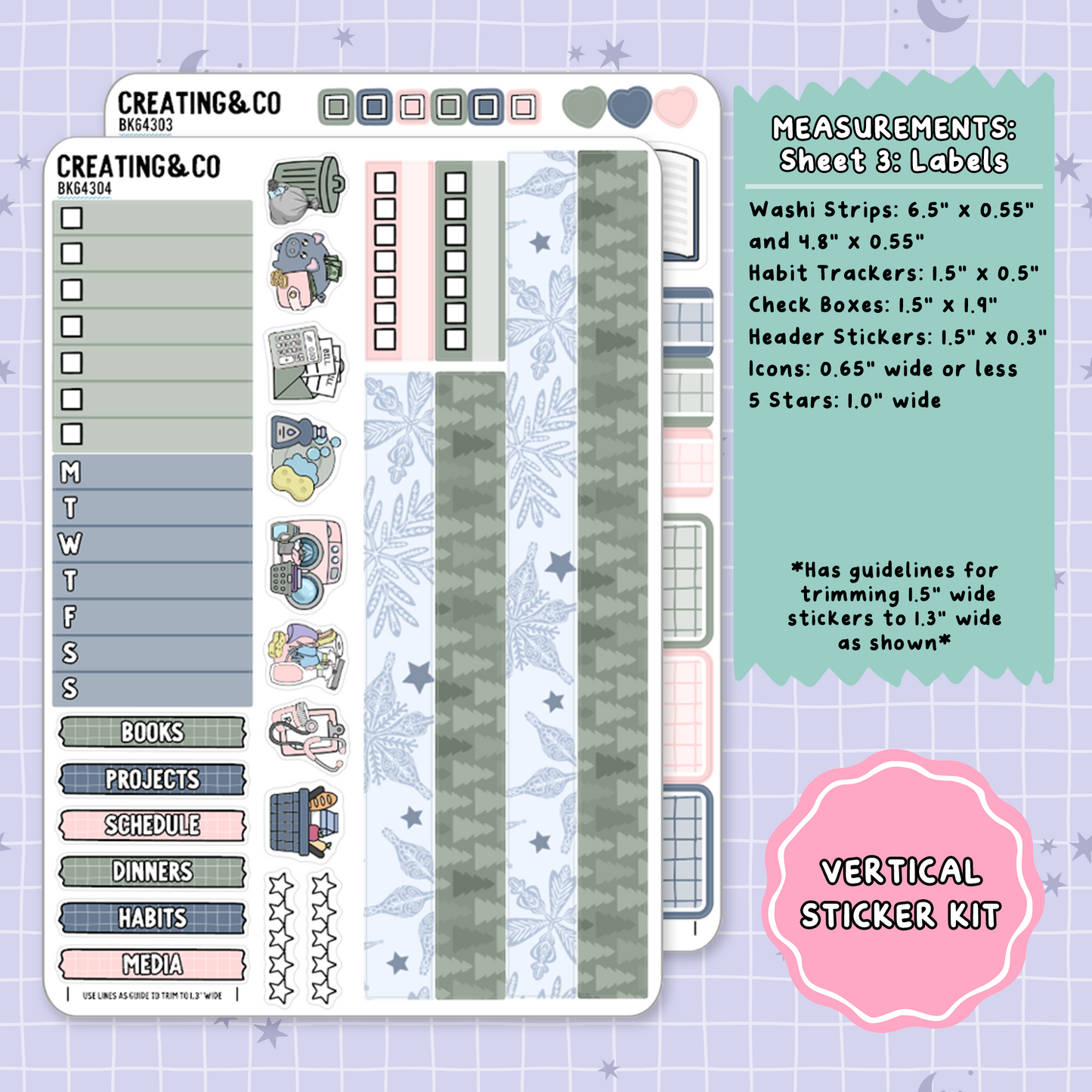 Avoiding People & Reality Vertical Weekly Planner Sticker Kit - BK643