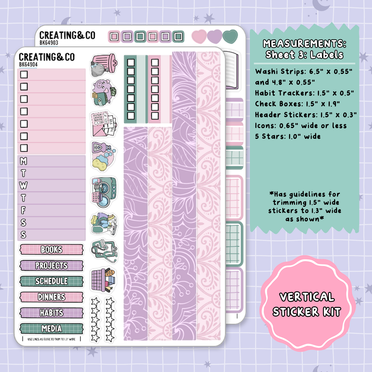 Scandals of the Heart Regency Vertical Weekly Planner Sticker Kit - BK649