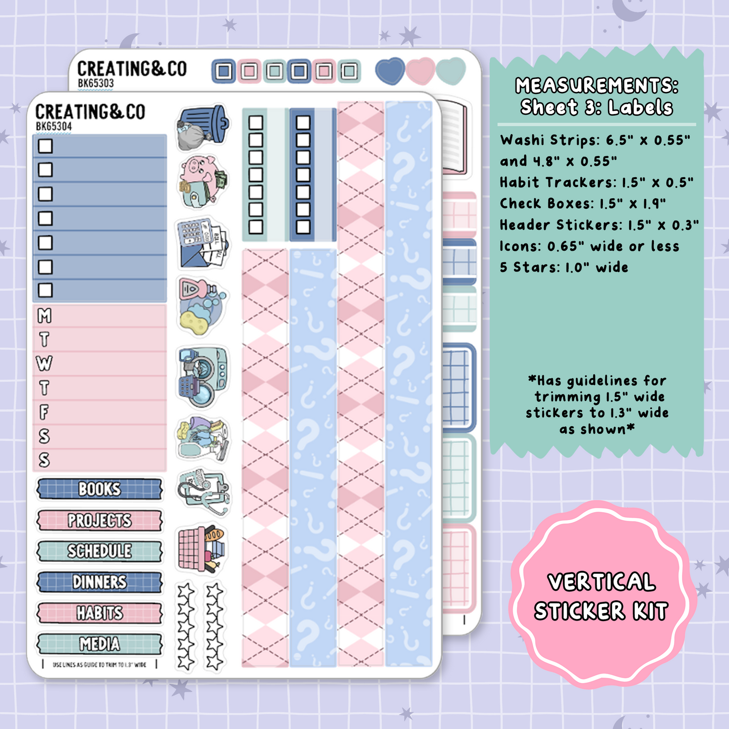 Marginal Clues Mystery Vertical Weekly Planner Sticker Kit - BK653