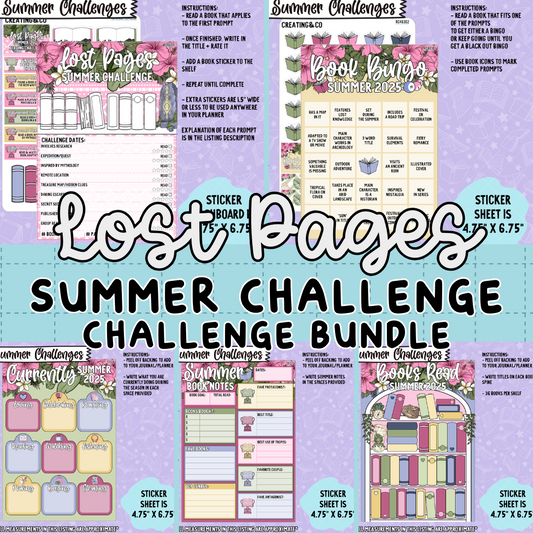 Lost Pages 2025 Summer Reading Challenge 5x7 Sheet Bundle