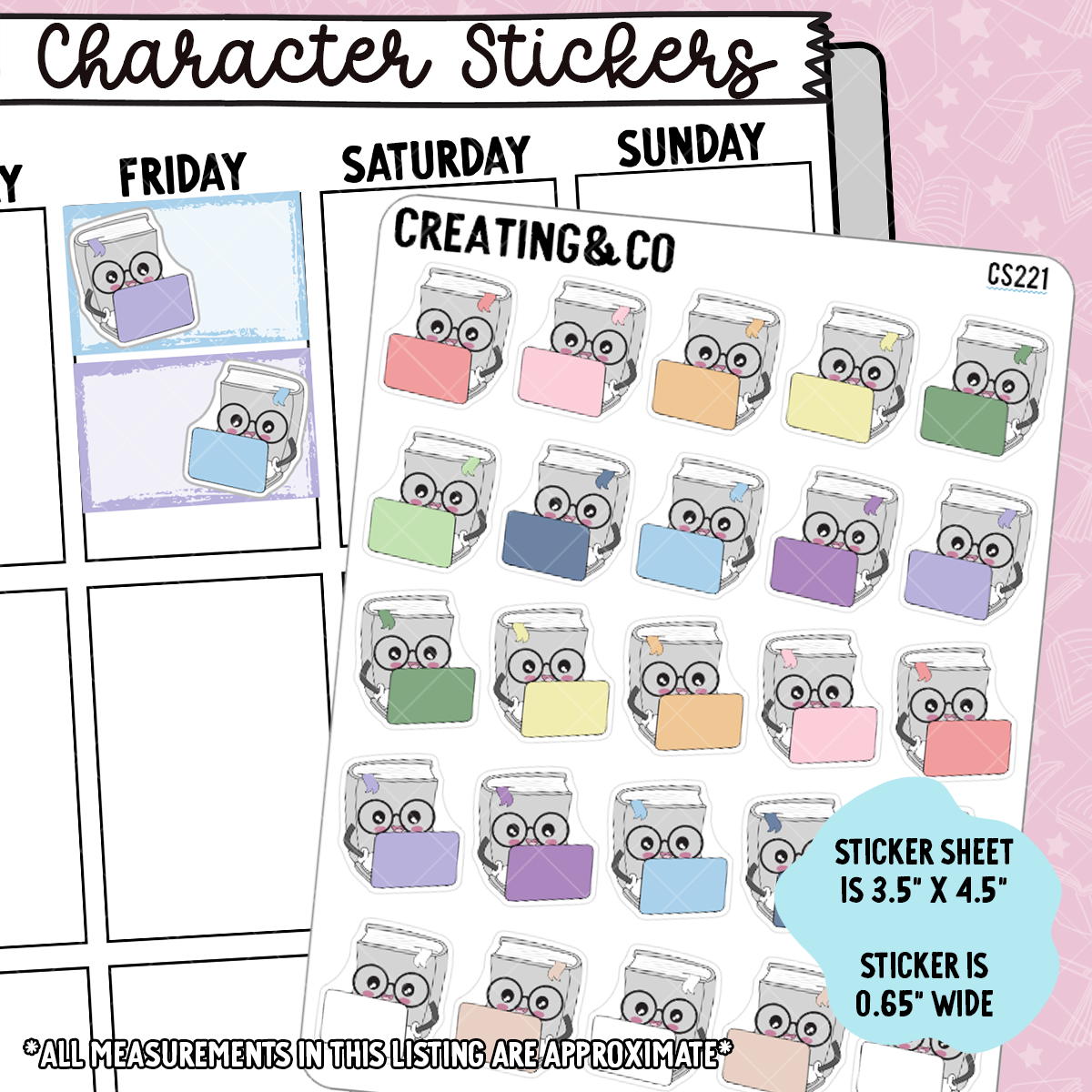 Laptop, Working Booksy Character Functional Planner Stickers - CS221