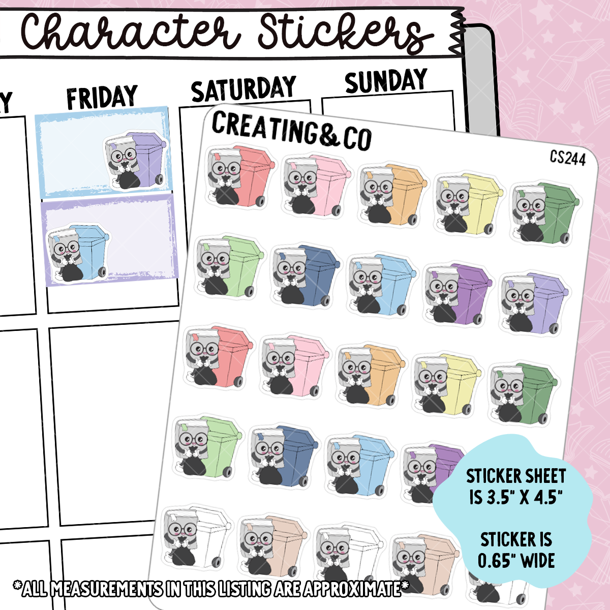 Trash Booksy Character Functional Planner Stickers - CS244