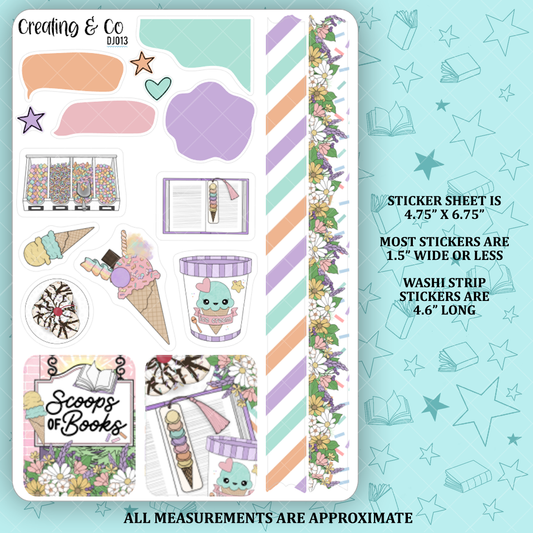 Scoops of Books Deco Sheet - Journal Stickers - DJ013