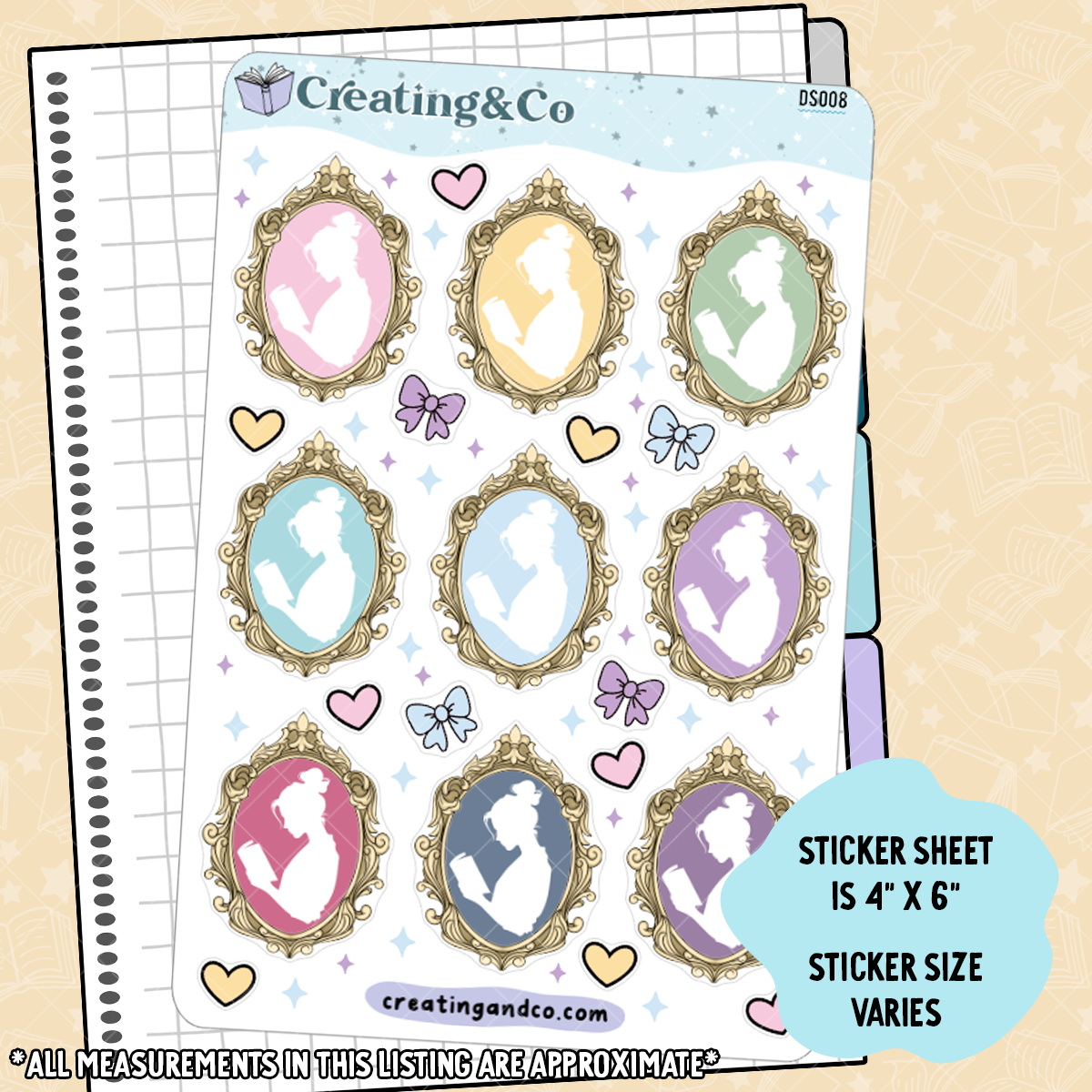 Vintage Reading Silhouette Decorative Journal Sticker Sheet - DS008