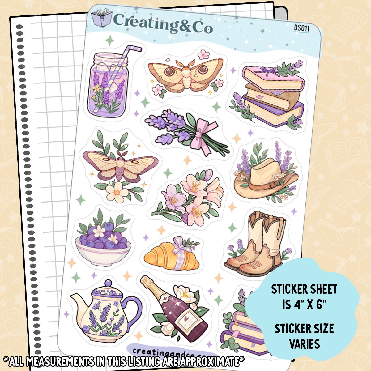 Lavender Spring Decorative Journal Sticker Sheet - DS011