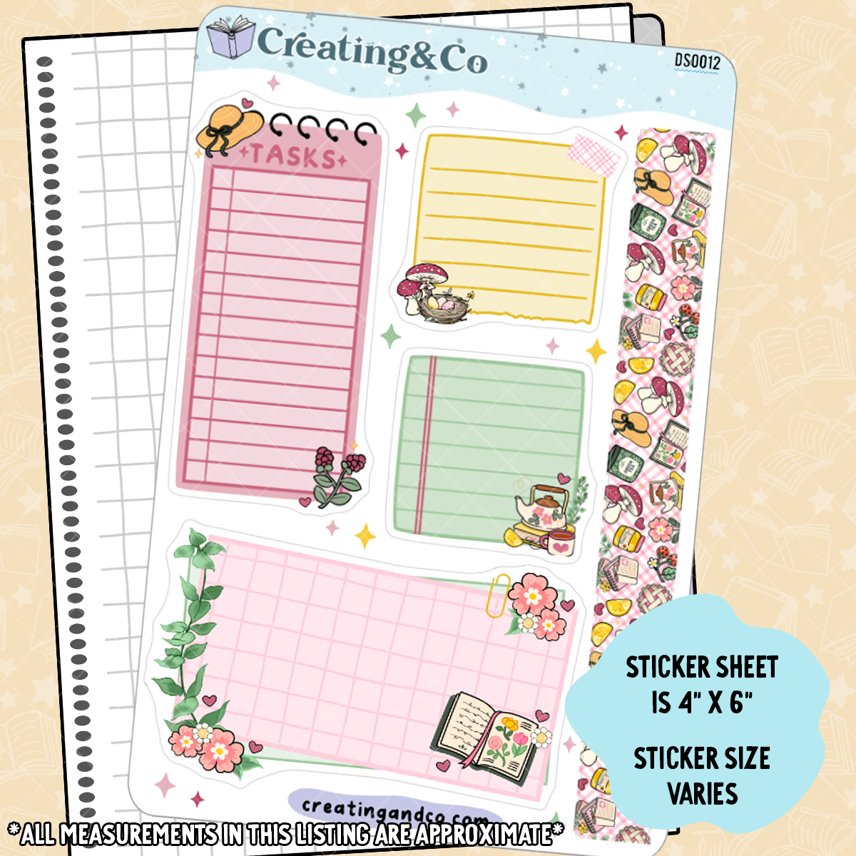 Cottage Core Journal Labels Sticker Sheet - DS012