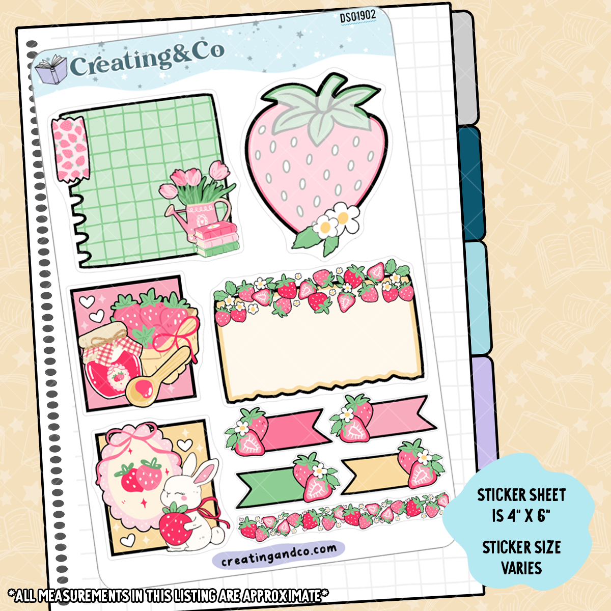 Strawberry Patch Decorative Journal Sticker Sheet Set - DS019