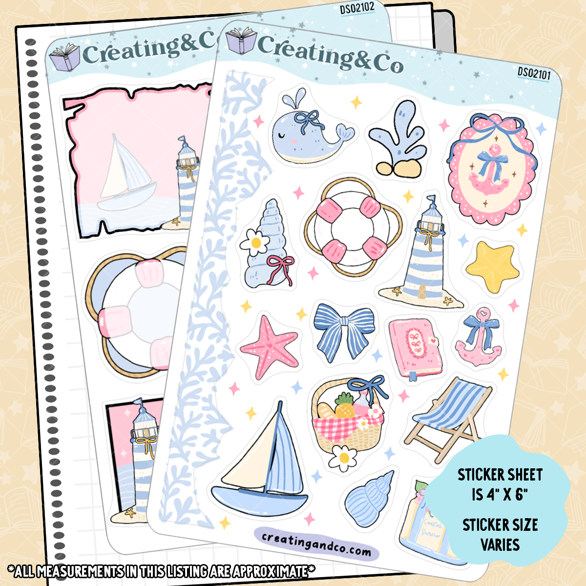Coastal Seaside Decorative Journal Sticker Sheet Set - DS021