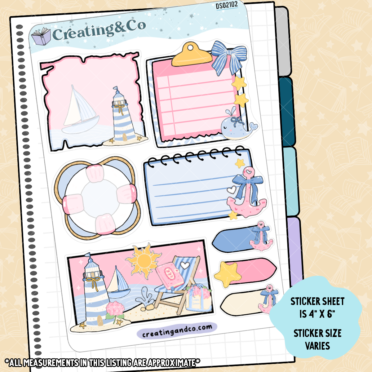 Coastal Seaside Decorative Journal Sticker Sheet Set - DS021