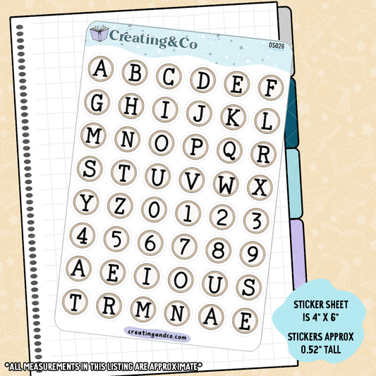 Typewriter Keys Alphabet Decorative Journal Sticker Sheet - DS026