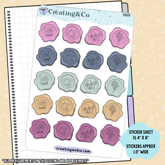 Vintage Regency Wax Seal Decorative Journal Sticker Sheet - DS028