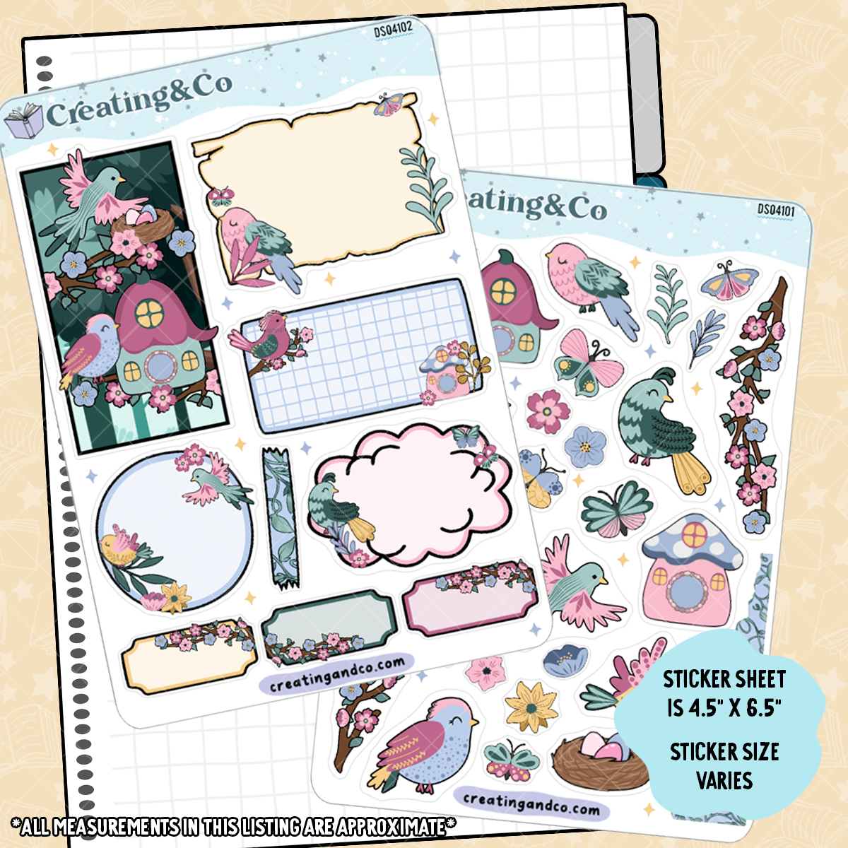 Birds in Flight Decorative Journal Sticker Sheet Set - DS041