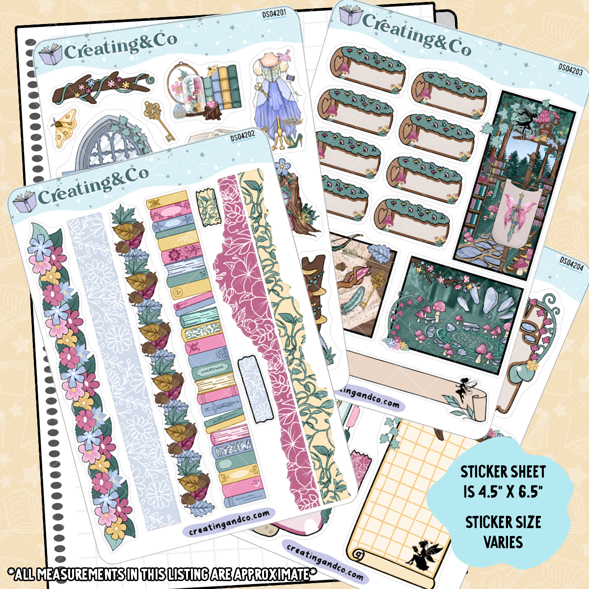 Fae & Folklore Journal Layout 4 Page Sticker Sheet Set - DS042