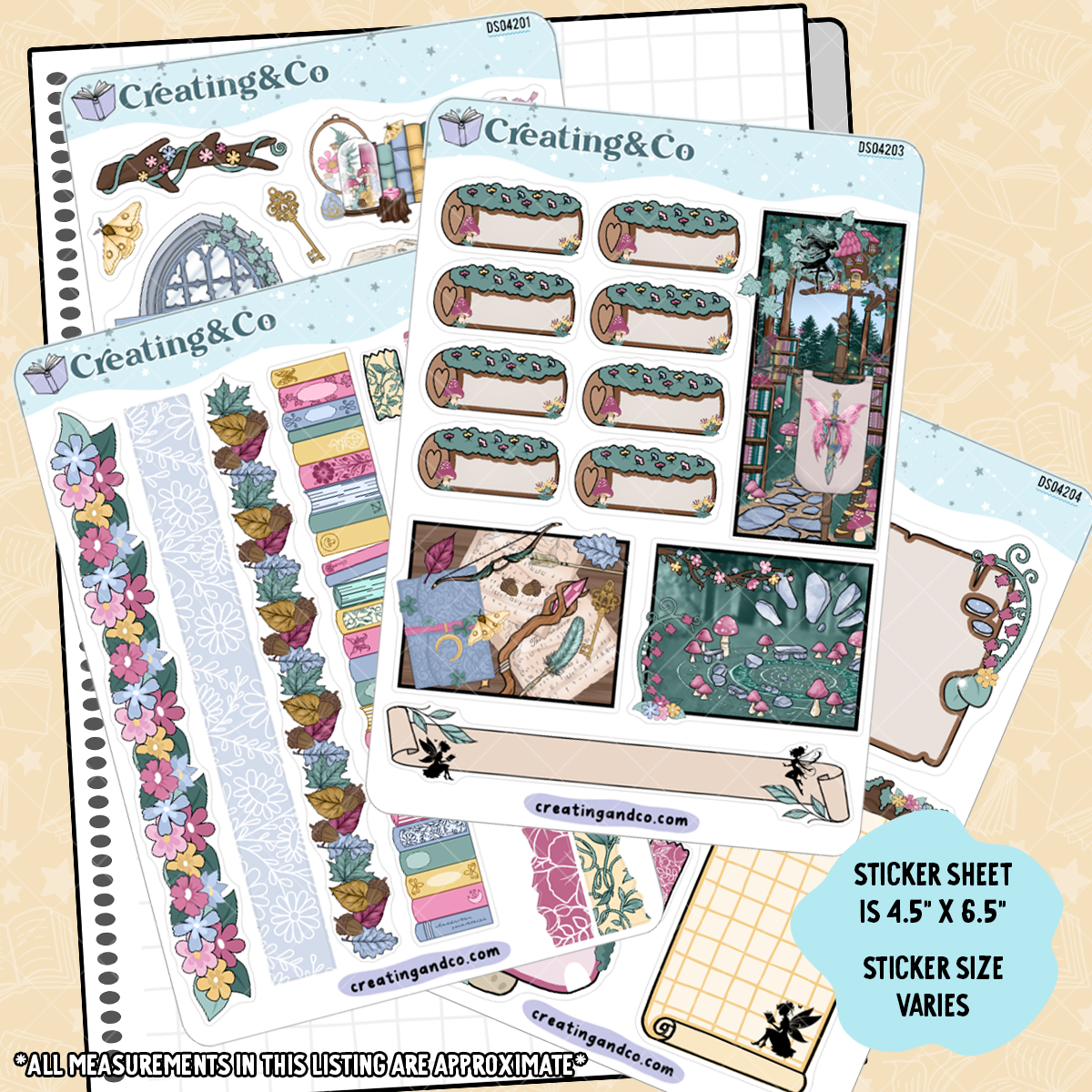 Fae & Folklore Journal Layout 4 Page Sticker Sheet Set - DS042