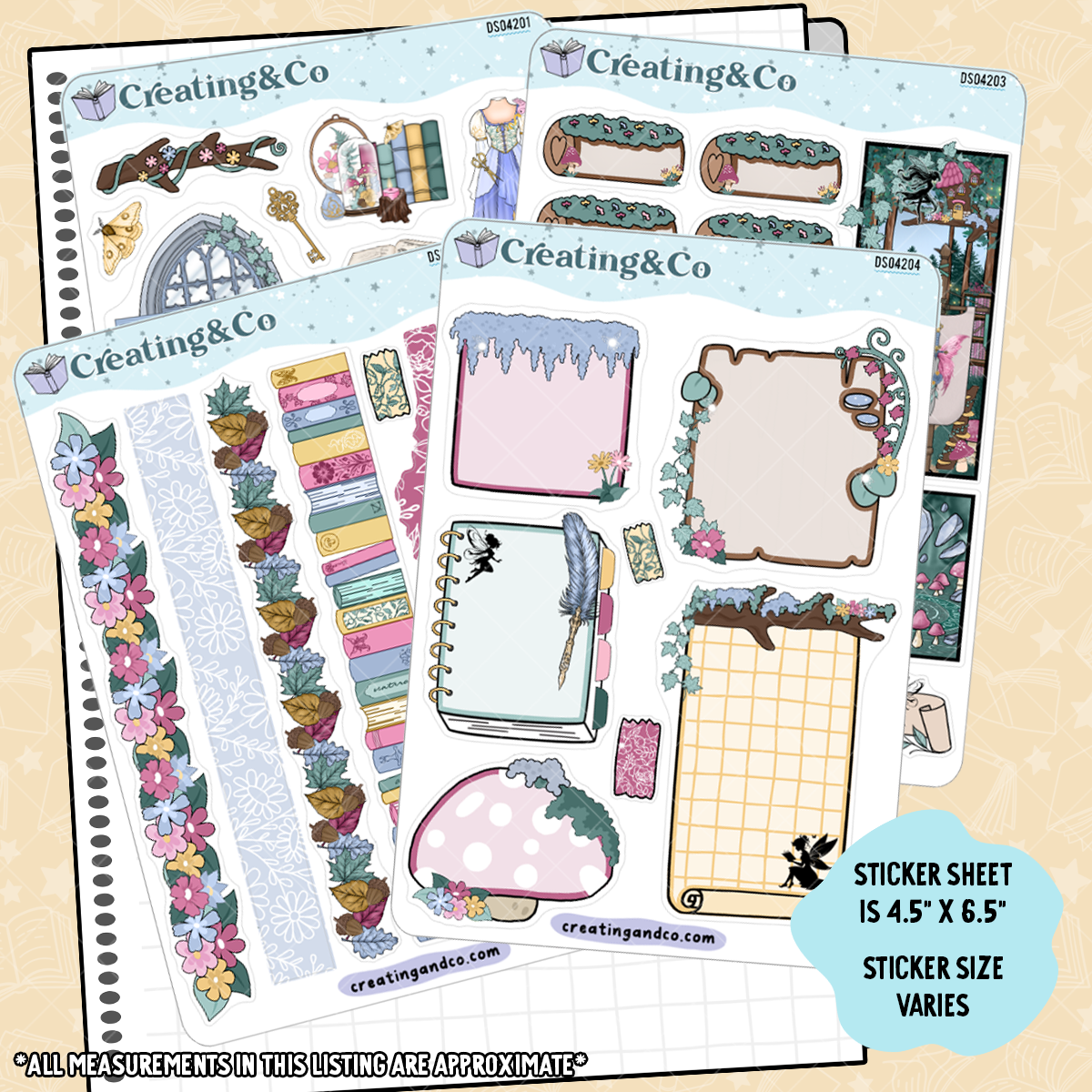Fae & Folklore Journal Layout 4 Page Sticker Sheet Set - DS042