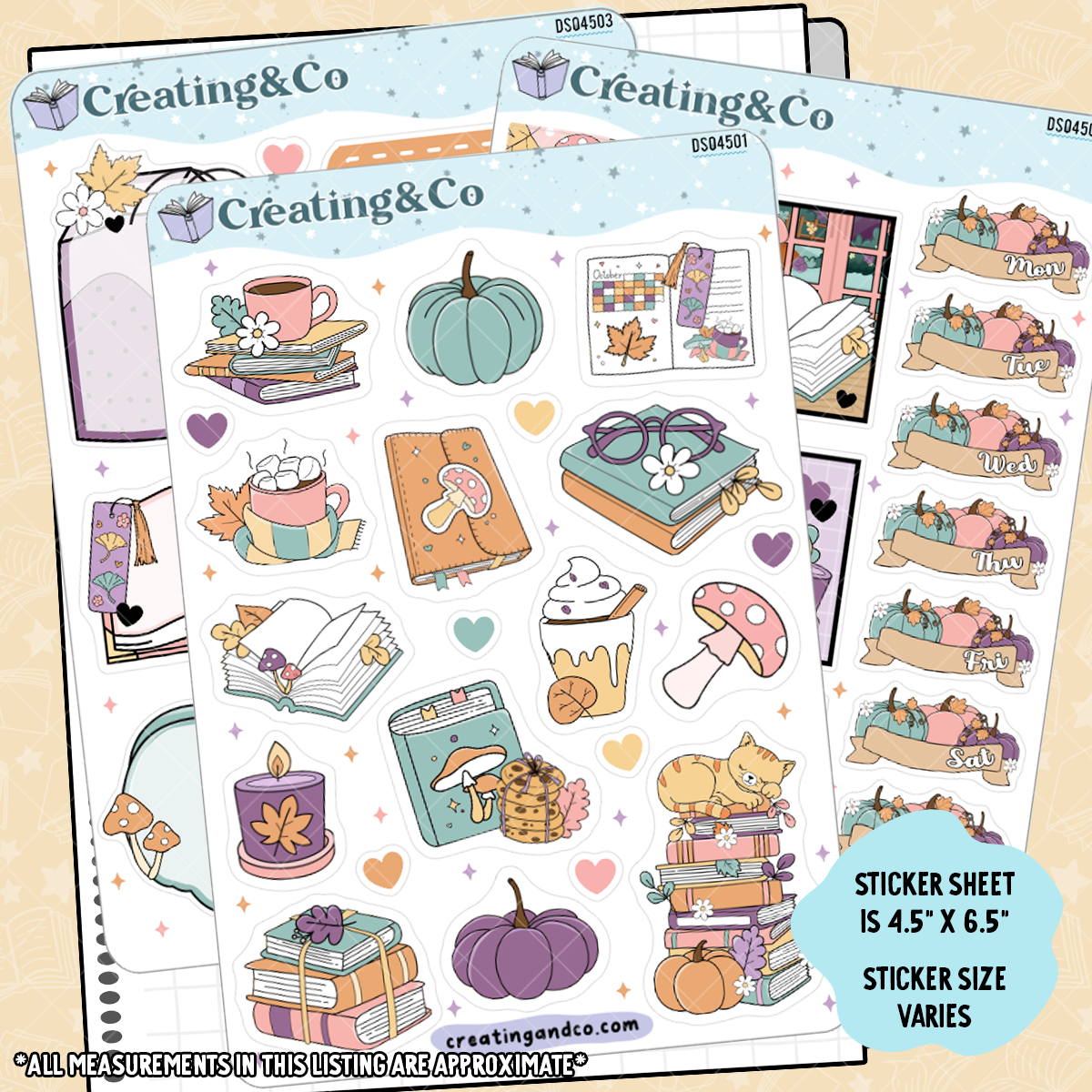 Fall Books Journal Layout Sticker Sheet Set - DS045