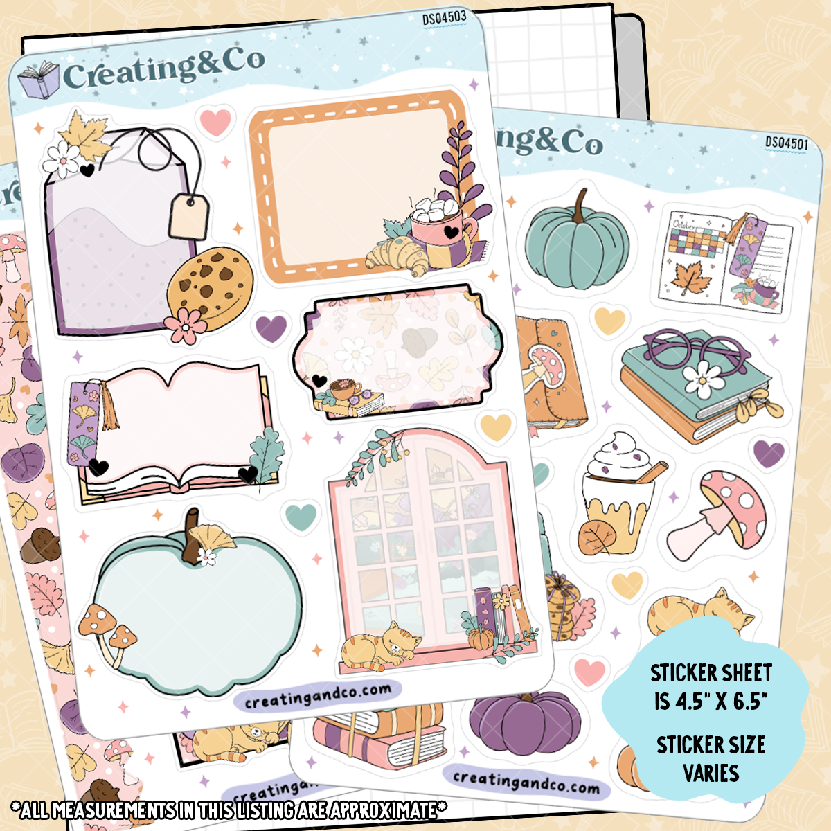 Fall Books Journal Layout Sticker Sheet Set - DS045