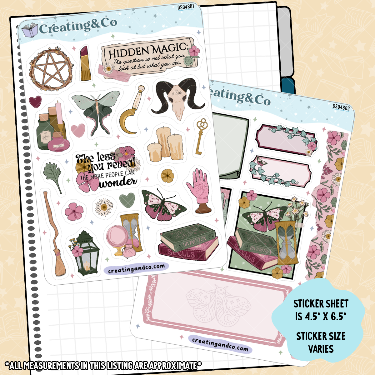 Dark Witchy Academic Decorative Journal Sticker Sheet Set - DS048