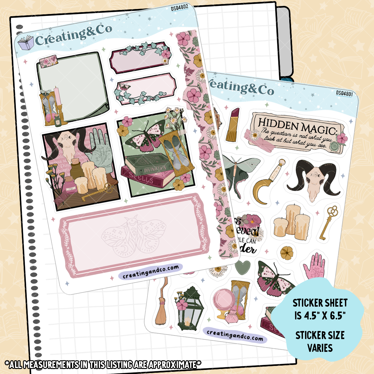 Dark Witchy Academic Decorative Journal Sticker Sheet Set - DS048