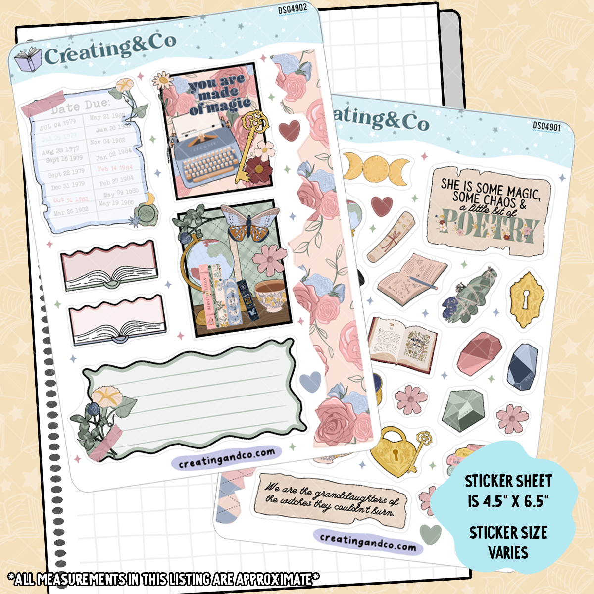 Light Witchy Academic Decorative Journal Sticker Sheet Set - DS049
