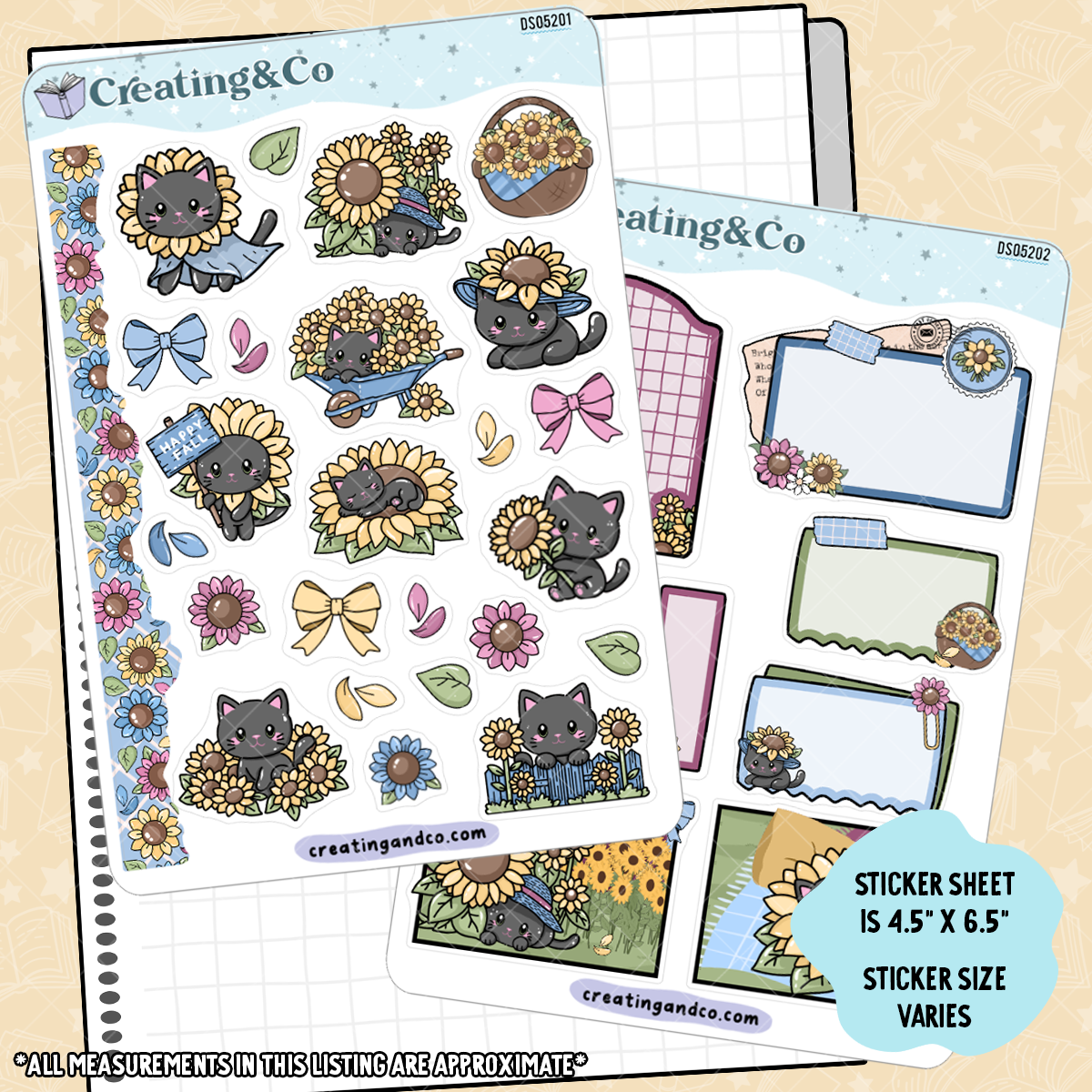 Sunflower Cottage Hobonichi Cousin Sticker Kit + Monthly Reads Bundle