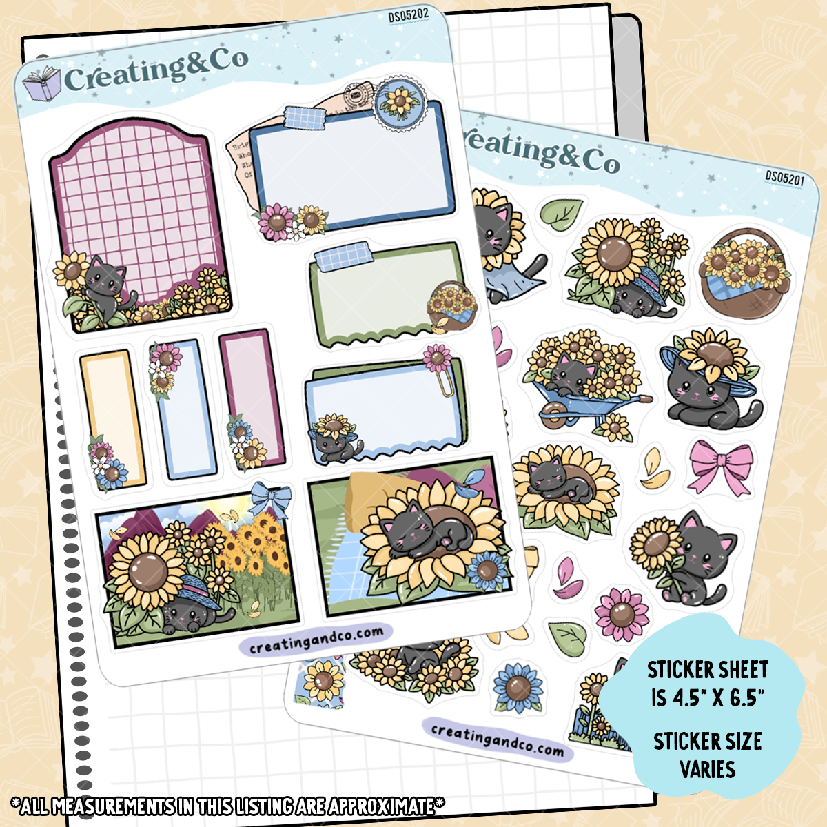 Sunflower Cottage Hobonichi Cousin Sticker Kit + Monthly Reads Bundle