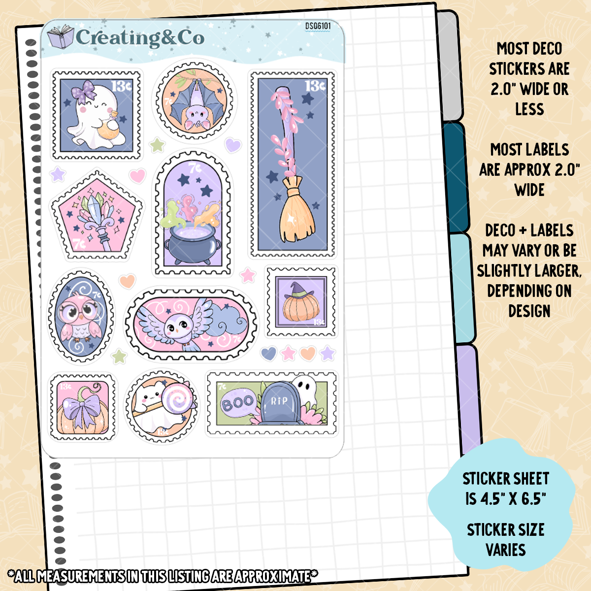 Pastel Halloween Journal Sticker Sheet Set - DS061