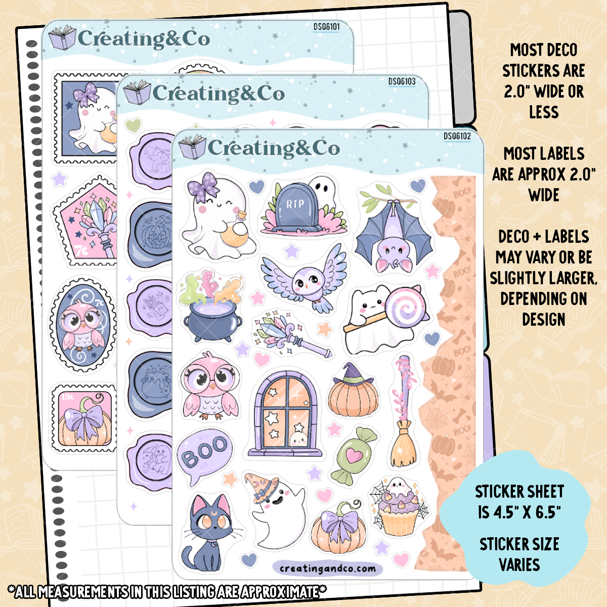 Pastel Halloween Journal Sticker Sheet Set - DS061