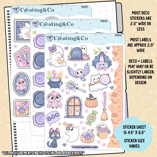 Pastel Halloween Journal Sticker Sheet Set - DS061