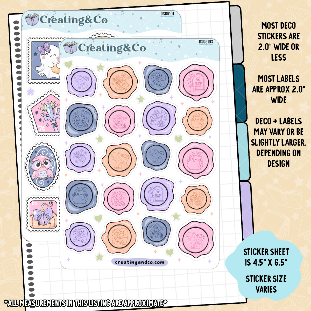 Pastel Halloween Journal Sticker Sheet Set - DS061