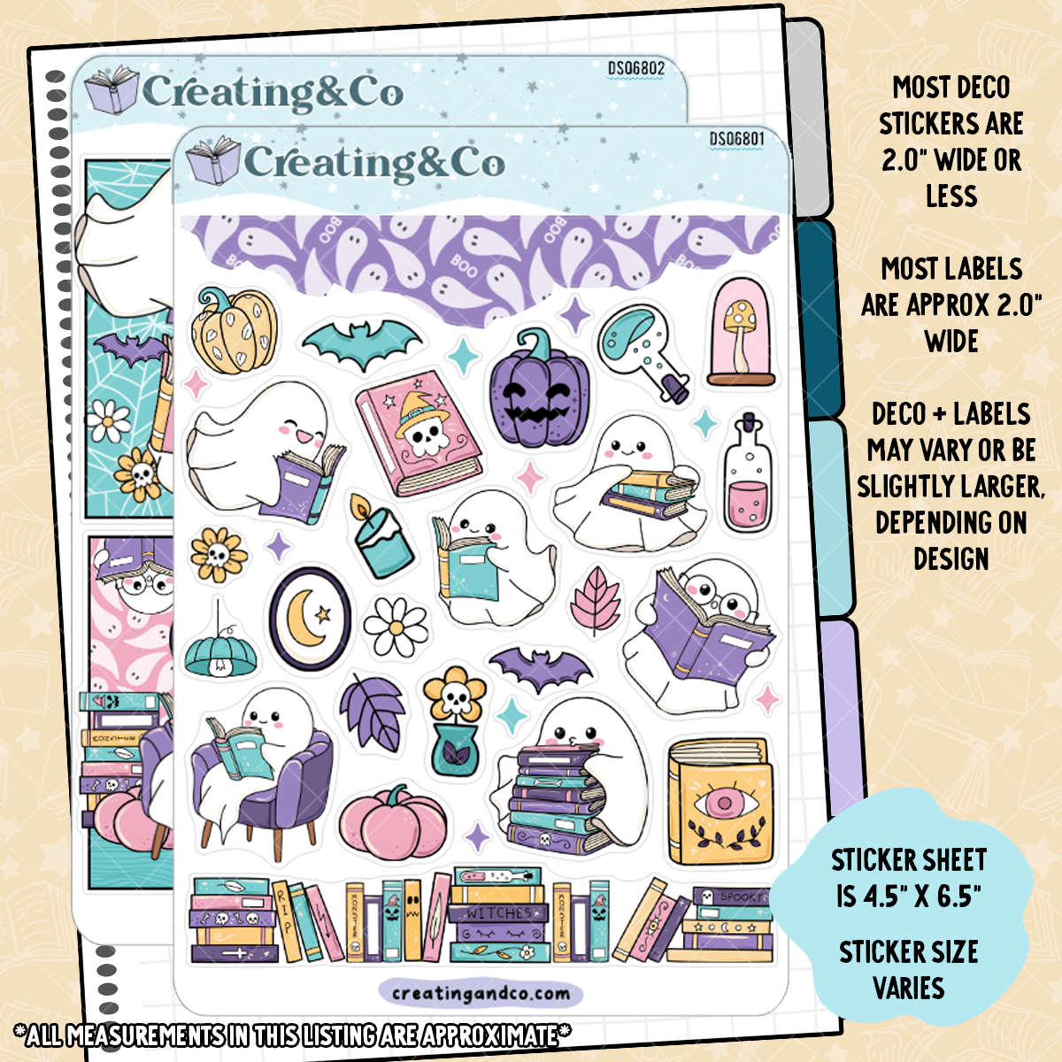 Ghosts Reading Party Ghost Book Club Decorative Journal Sticker Sheet Set - DS068