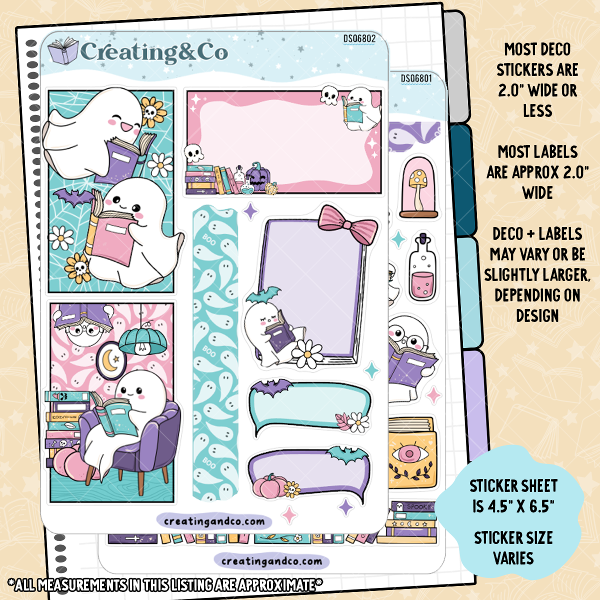 Ghosts Reading Party Ghost Book Club Decorative Journal Sticker Sheet Set - DS068