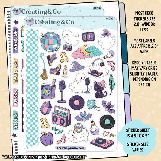 Boogie Nights Ghost Party Decorative Journal Sticker Sheet Set - DS071