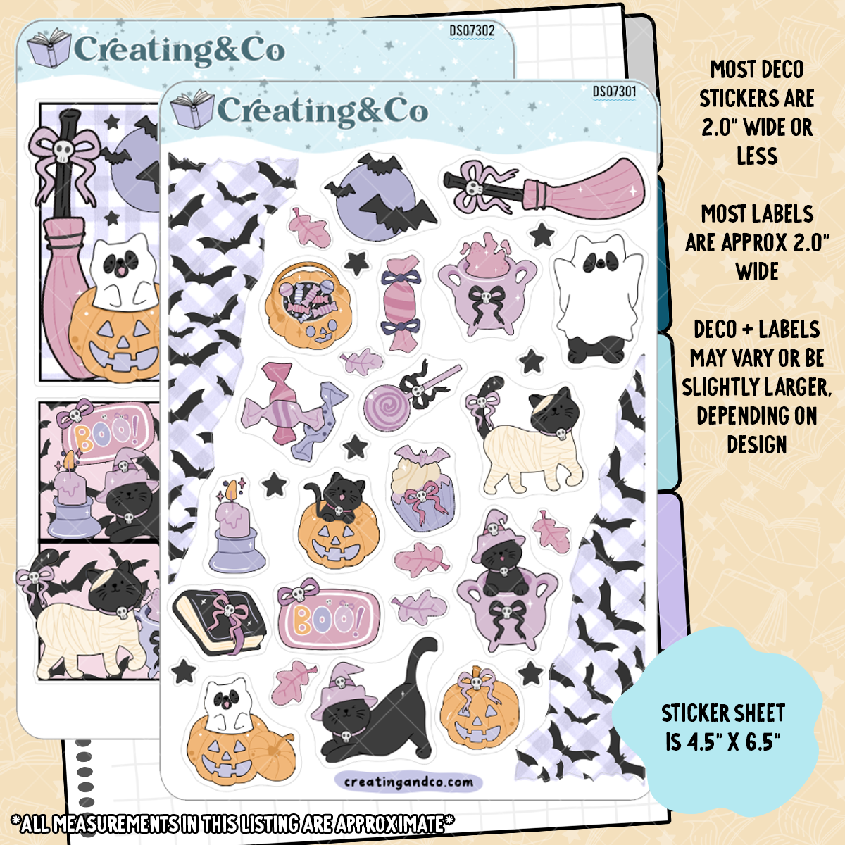 Black Cat Halloween Decorative Journal Sticker Sheet Set - DS073