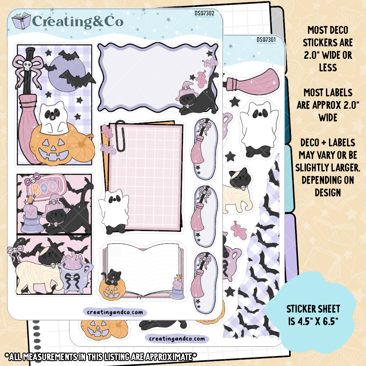 Black Cat Halloween Decorative Journal Sticker Sheet Set - DS073