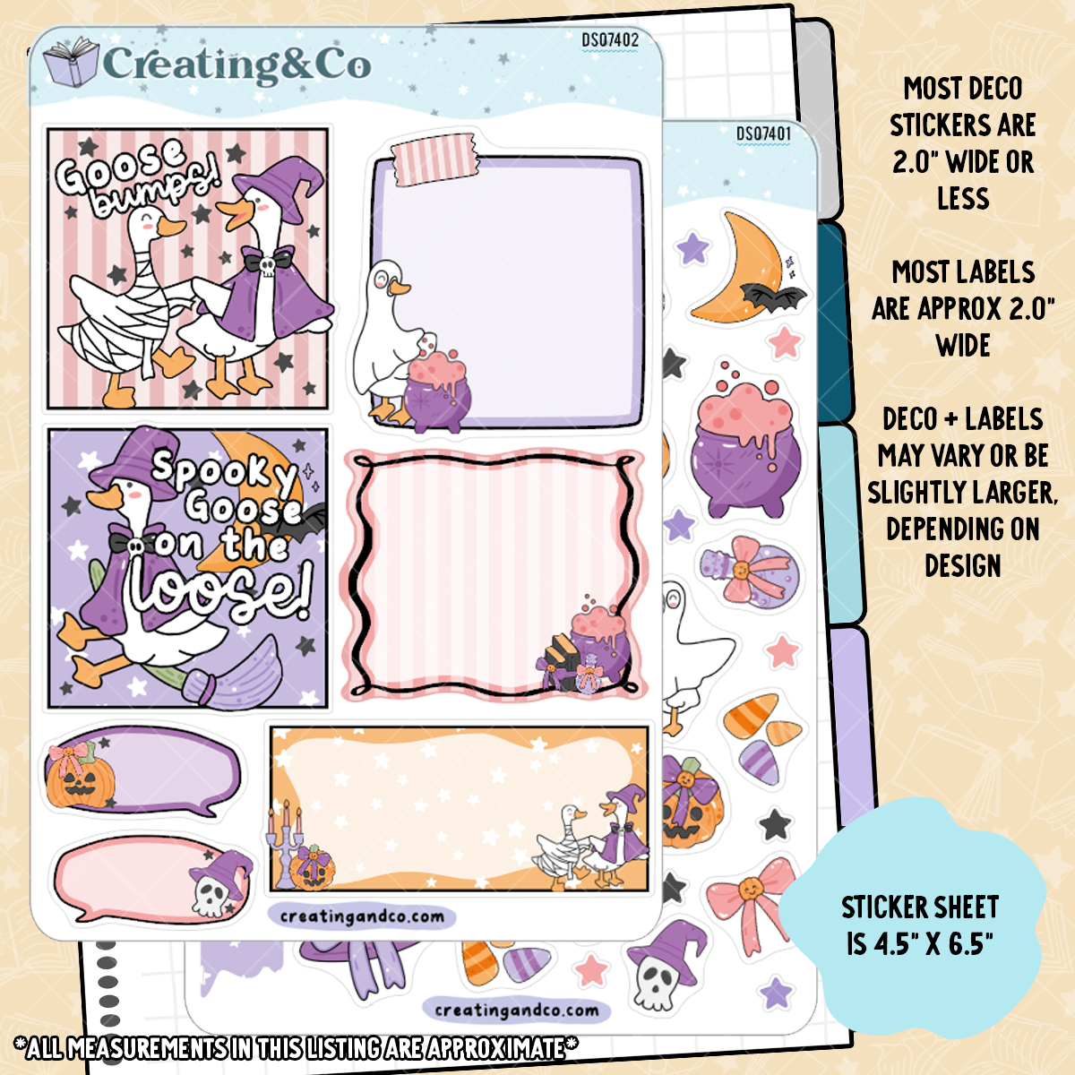 Halloween Goose Decorative Journal Sticker Sheet Set - DS074
