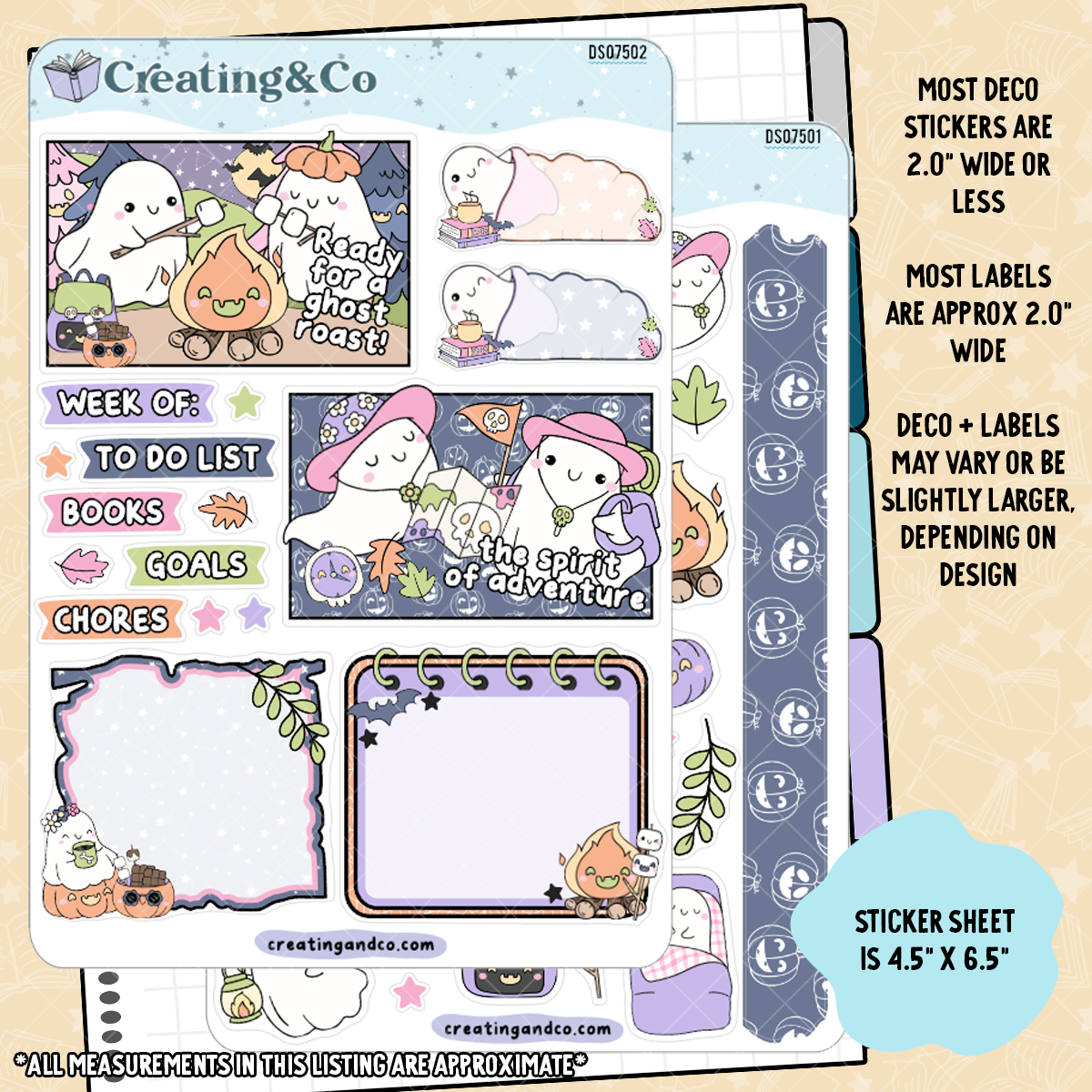 Camping Ghosts Journal Sheet Sticker Set - xDS075