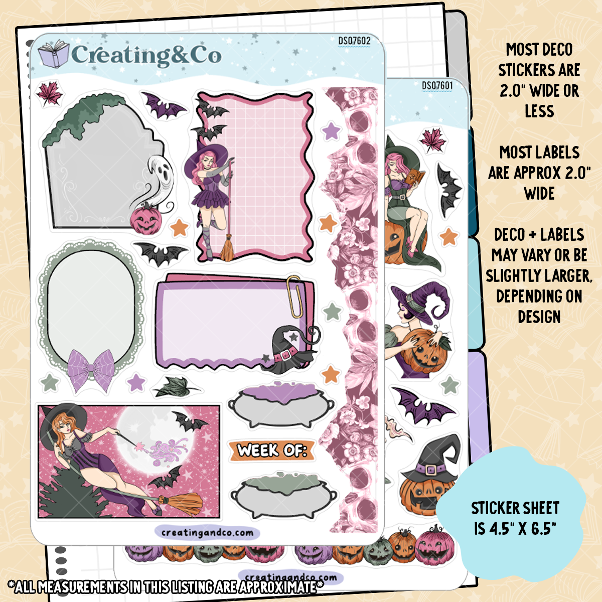 Pin Up Witches Decorative Journal Sticker Sheet Set - DS076